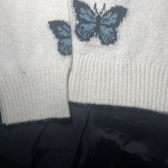 Topshop Cropped Butterfly Cardigan Sweater White Long Sleeve Womens US Size 8-10 - Picture 4 of 8